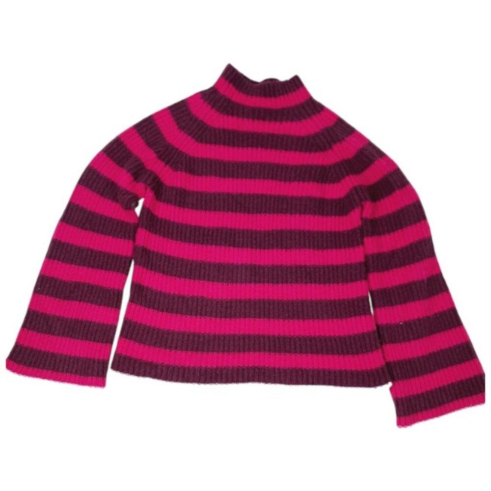 Maeve Women's Pink Brown Striped Long Sleeve Knit Pullover‎ Sweater Size L